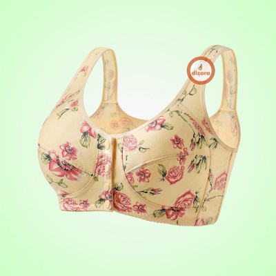 Dizara Chinese Flower Print Cotton  Skin Bra