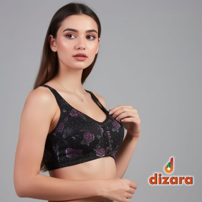 Dizara Chinese Flower Print Cotton Bra