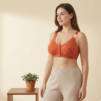 Dizara Front Button orange Bra For women